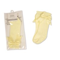 BW-61-2224L: Baby Knee Length Socks with Bow - Lemon (0-18 Months)